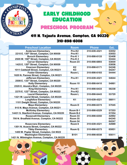Early Childhood Education Contacts - Compton Unified School District