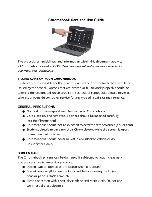 Chrome Book Guidelines - Riverdale Middle School
