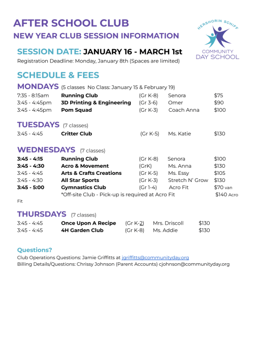 Clubs and After School Activities - Community Day School Sarasota