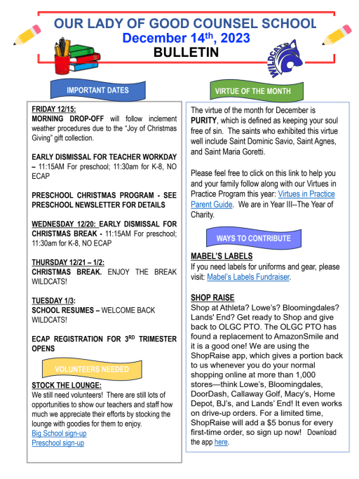 PTO - Our Lady of Good Counsel School