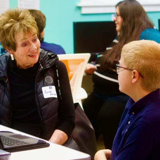 Student presenting French project