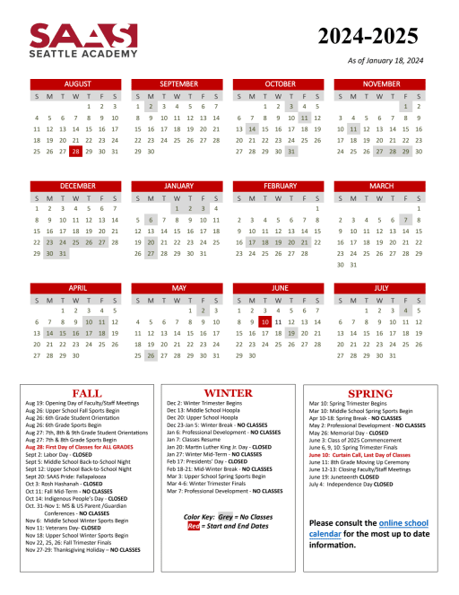 2024-25 Calendar - Seattle Academy