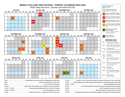 MCHS Calendar - Middle College High School