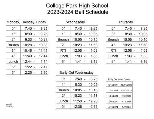 Bell Schedule - College Park High School