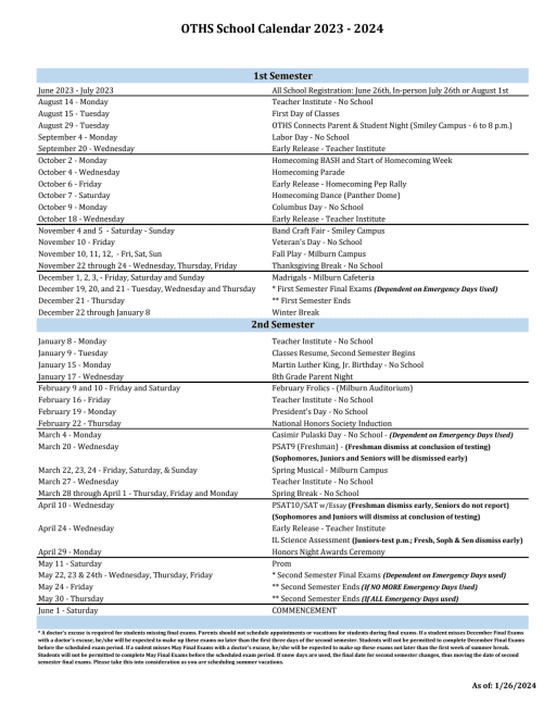 District 203 Calendars - O'Fallon Township High School District 203