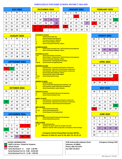 Calendar - Springfield Township School District