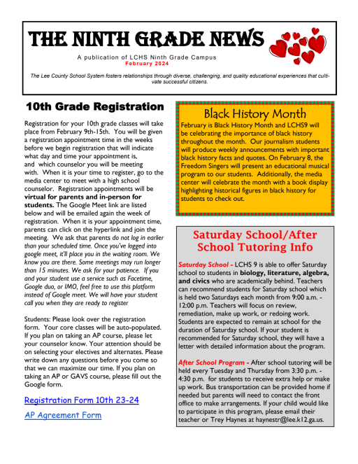 Home - Lee County High School - 9th Grade