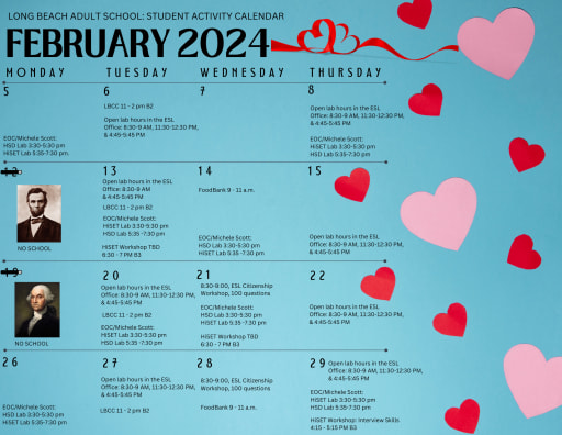 Student Activity Calendar - LBSA - Long Beach School for Adults Student Activity Calendar - LBSA - Long Beach School for Adults