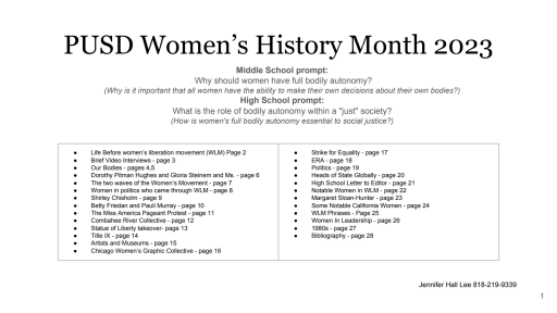 Women's History Month — Language Immersion School