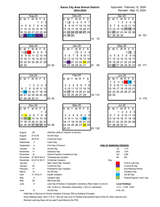 2024-2025 School Calendar - Karns City Area School District