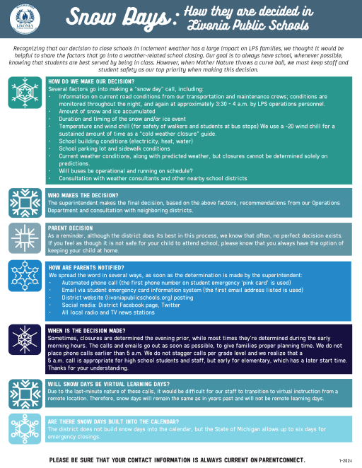 Snow Days - Livonia Public Schools