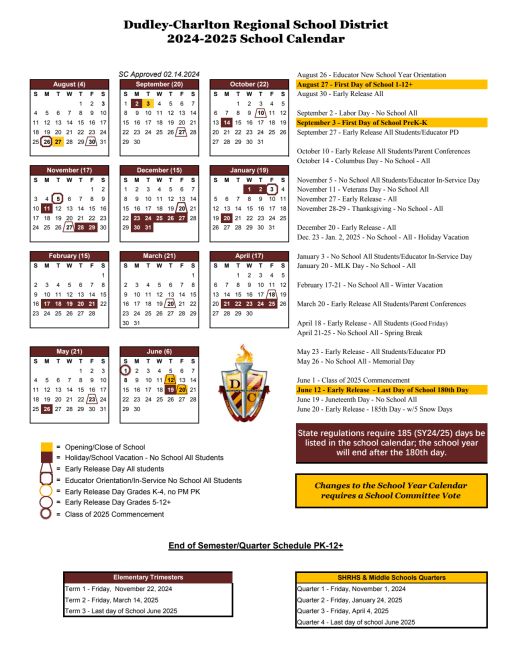 24-25 School Year District Calendar - Dudley-Charlton Regional School  District