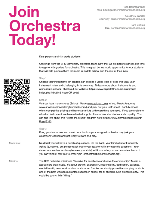 4th Grade Orchestra - Bismarck School District 1