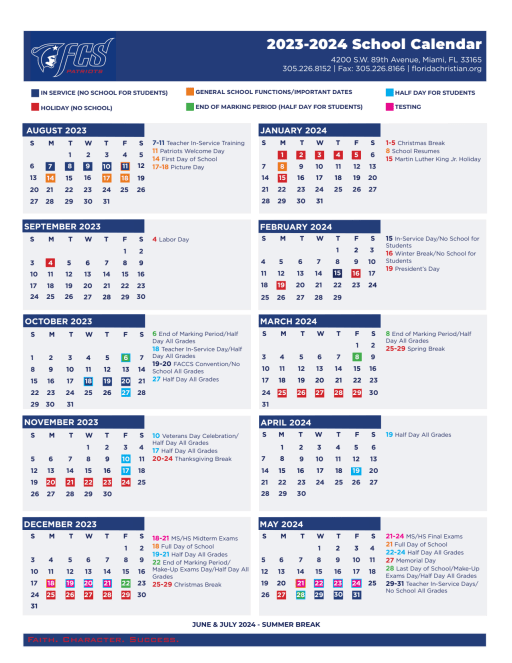 23-24 School Calendar - Florida Christian School