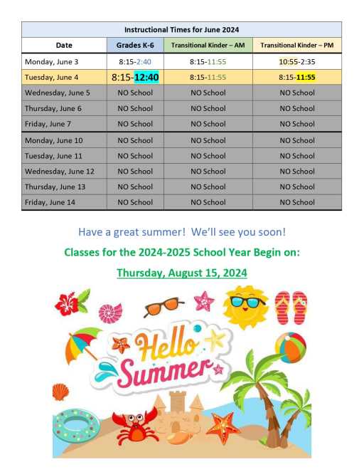 Calendar - Tunnell Elementary