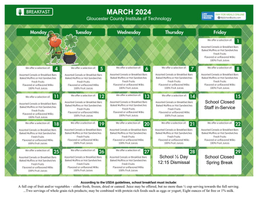 Menus - Gloucester County Vocational Tech School District