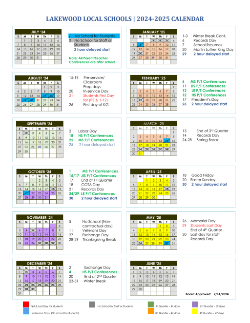 Calendar - Lakewood Local School District