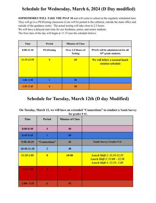 Daily Class Schedule - Staples High School
