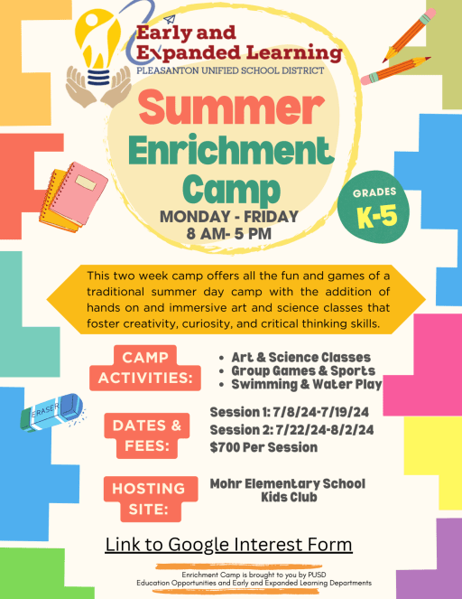 Summer Enrichment: Elementary School - Pleasanton Unified School District