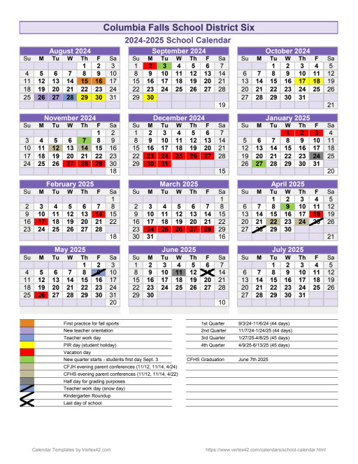 24-25 School Calendar - Columbia Falls Junior High School