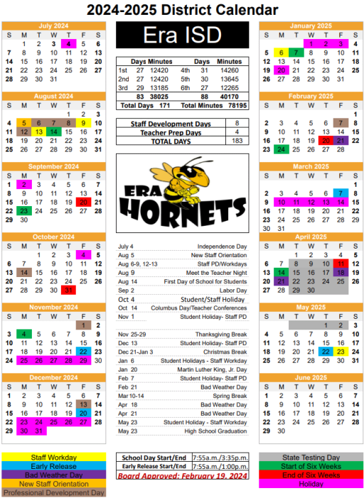 24-25 District Calendar - Era Independent School District