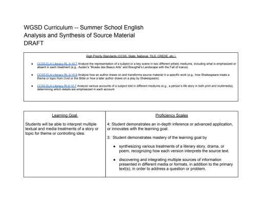Summer School English - Webster Groves School District