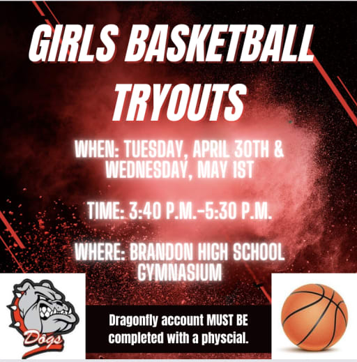 Girls Basketball Tryouts Tuesday and Wednesday