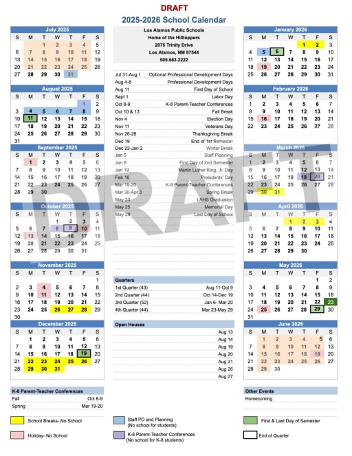 2025-2026 Millard Public Schools Calendar