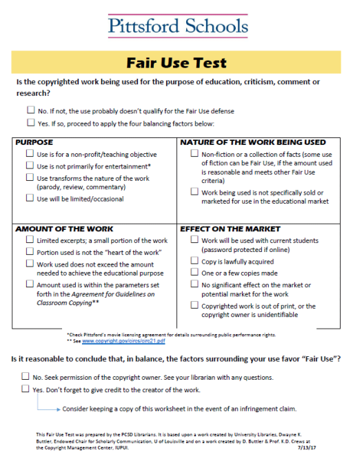 Copyright: Fair Use Dos and Don'ts &amp; Fair Use Test