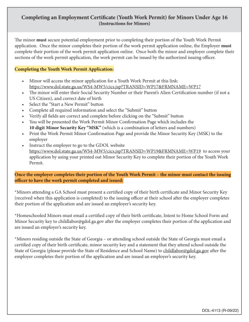 Teenagers Working Permit