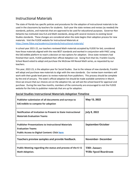 Instructional Material Overview