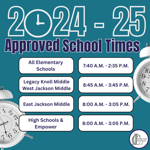 School Start &amp; End Times - Jackson County School District