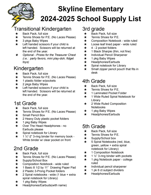 Converse elementary school supply list top