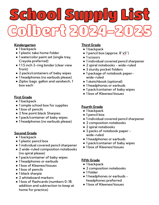 Converse elementary school supply list cheap