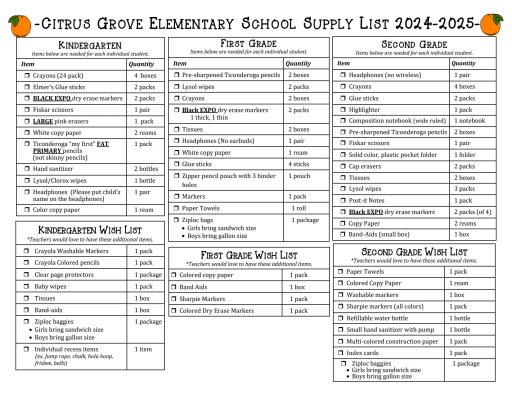 Converse elementary school supply list cheap