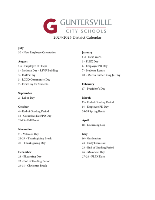 Columbus City Schools Calendar 2025 20 24