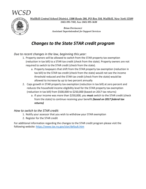 STAR Credit Program Changes - NEW