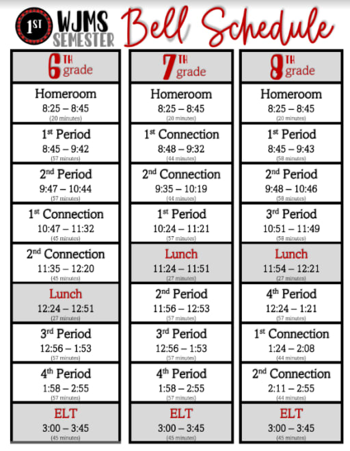 WJMS Bell Schedule - West Jackson Middle School