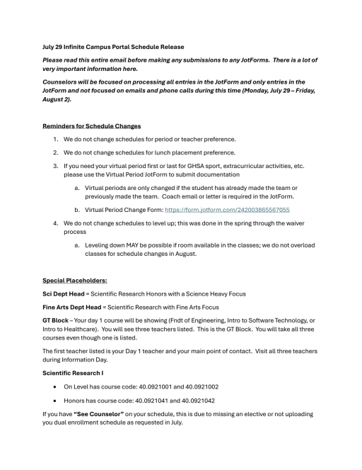 Scheduling Process for 2024-25 School Year - FCS Innovation Academy