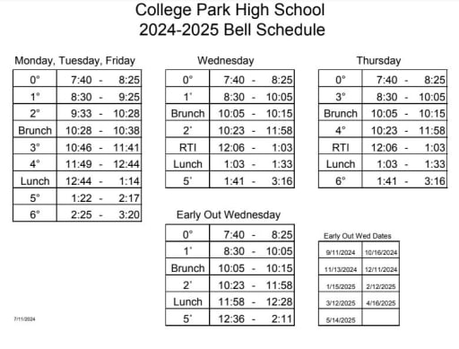 Bell Schedule - College Park High School