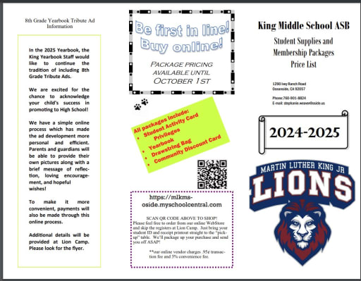 Student Store &amp; Yearbook - Martin Luther King Middle School