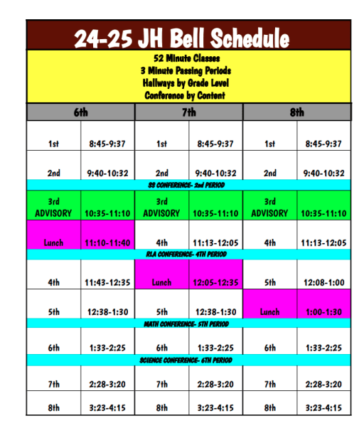 BELL SCHEDULE - Poteet Junior High School