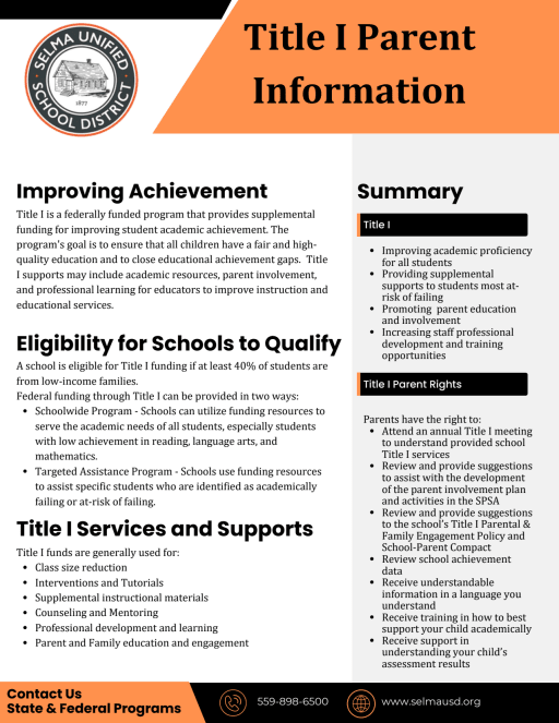 State &amp; Federal Programs - Selma Unified School District