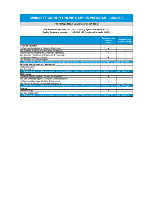 Course Offerings