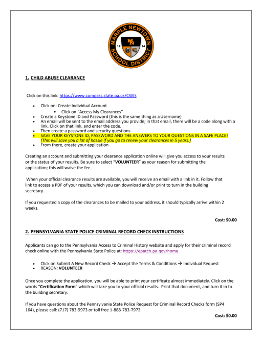 Volunteer Information - Marple Newtown School District