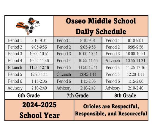 Osseo Area Schools - District 279: Daily Schedule - Osseo Middle 