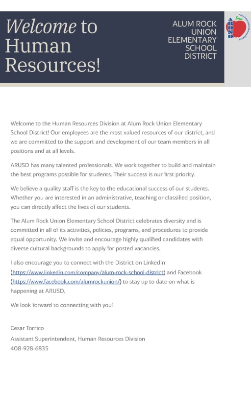 Human Resources - Alum Rock Union School District