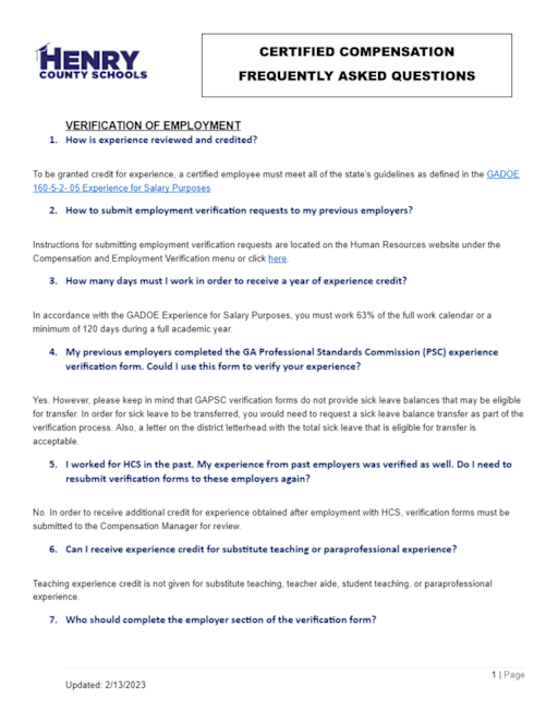 Compensation- Frequently Asked Questions