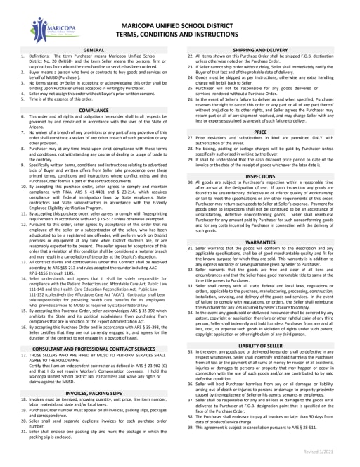 Purchasing - Maricopa Unified School District 20