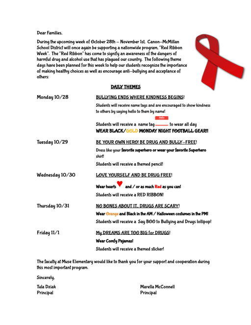 Red Ribbon Week - Muse Elementary